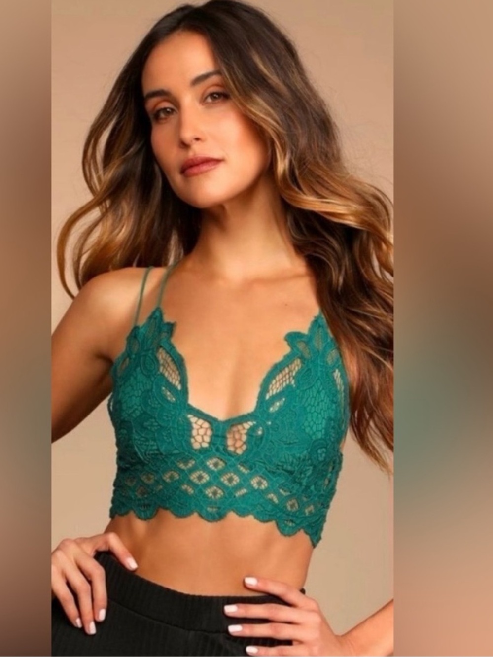 Free people Adella Teal Lace crop top Bralette